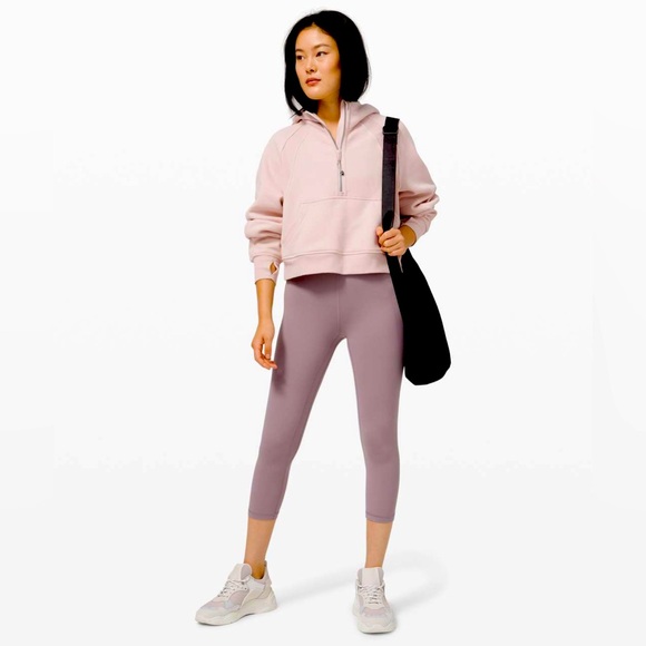 Lululemon Dusty Rose Pink Purple Scuba 1/2 Cup Hoodie Sweatshirt M/L - Picture 3 of 16